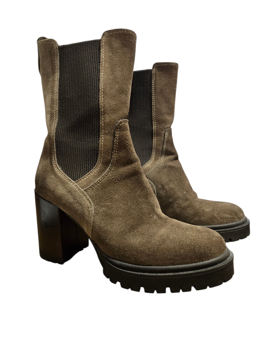 Emanuele Crasto Brown Suede Platform Chelsea Boots Size EU 39